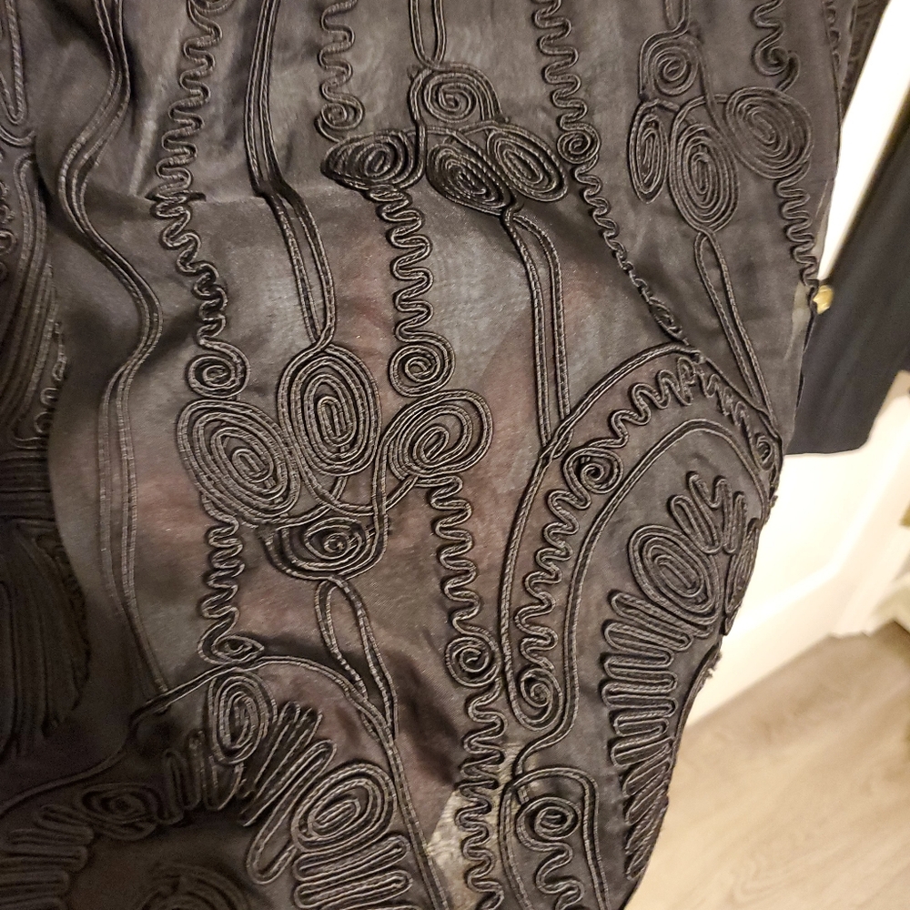 Peter Nygard Black Brocade Womens Duster Jacket - Black - Sz 14 - Picture 9 of 12